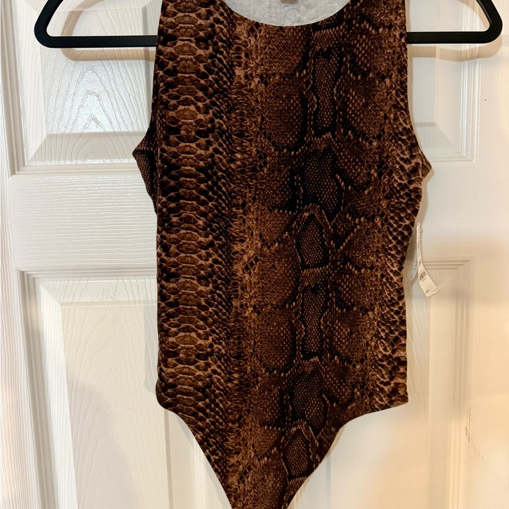 Bar III Chocolate Snakeskin Bodysuit